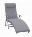 Steel Grey 137L x 63.5W x 100.5 Outsunny Outdoor Garden Padded Sun Lounger