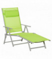 Outdoor Chaise Lounge Green Mesh Fabric Steel Metal Frame 190L x 63.5W x 65H cm