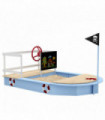 Sand Pit Blue Fir Wood Pirate Ship Design Seats Toy Storage 100H x 173L x 112Wcm
