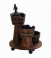 Patio Wooden Water Fountain 3     Barrels Set with Pump for garden