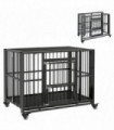 Dog Cage 109L x 71W x 86H cm Black Steel Foldable Openable Top Large Door