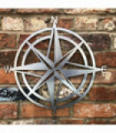 Steel Compass Sign Home Garden Ornament Wall Decoration Silver 50 cms