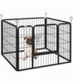 Metal Pet Playpen Dog Kennel w/Door Latches Grey 82L x 82W x 60Hcm