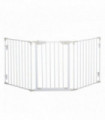 Pet Safety Gate 3-Panel Playpen Metal Fence W/ Walk Through Door White