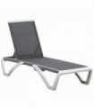 Outdoor Chaise Lounge Texteline Grey 170cm x 67.5cm x 95cm Portable Adjustable