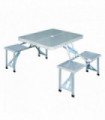 Portable Folding Picnic Table 4-Seat Silver Aluminum ABS MDF 85x65x67(H)cm