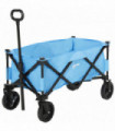 Garden Cart Folding Cargo Wagon Trailer Trolley Blue Steel 107cm x 51cm x 91.5cm