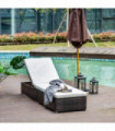 Rattan Sun Lounger Brown with Cushion 195cmx68cmx30cm PE wicker rattan