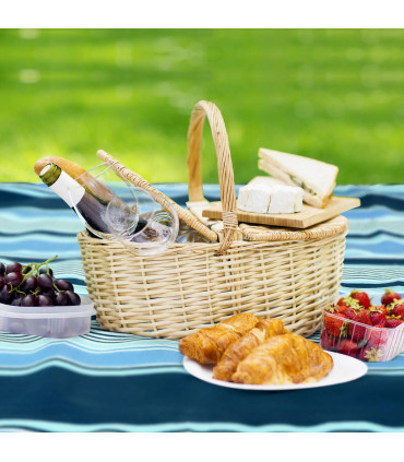 Acrylic Blue Stripe 260X220cm Folding Picnic Blanket Waterproof & Sandproof