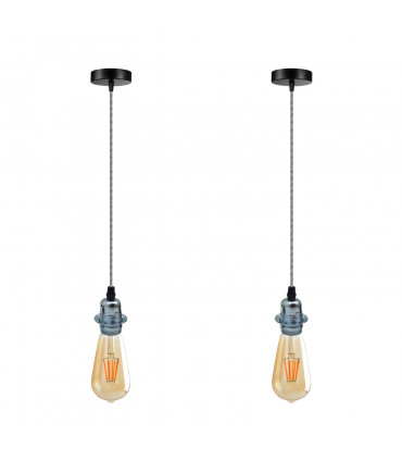 Pendant Light Holder 2Pack Vintage Industrial Chrome E27 UK Holder Home Lighting