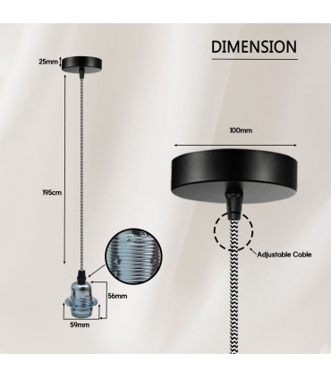 Pendant Light Holder 2Pack Vintage Industrial Chrome E27 UK Holder Home Lighting