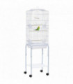 Bird Cage Large White Powder-Coated Metal 157H x 46.5L x 36Wcm Wooden Perches