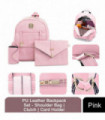 Aquarius Women PU Leather 3pcs Set - Shoulder Bag, Clutch & Card Holder Pink