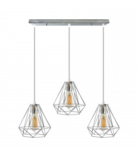 Ceiling Pendant Light 20cm Diamond Wire Cage E27 Base Chrome Metal Vintage