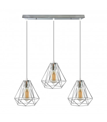 Ceiling Pendant Light 20cm Diamond Wire Cage E27 Base Chrome Metal Vintage