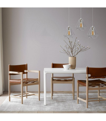 Ceiling Pendant Light Metal Chrome 20cm Diamond Wire Cage E27 Base 3 Head