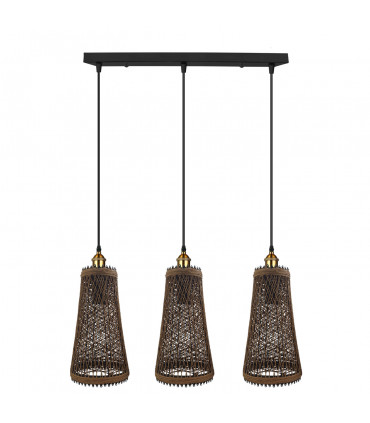 Ceiling Pendant Lamp 3 Head Natural Wicker Basket Style Retro Industrial Vinta