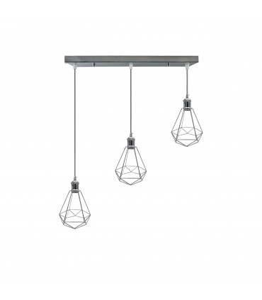 Pendant light Chrome Vintage Industrial Ceiling Hanging Light Cage Shade 124cm