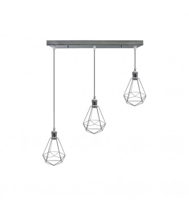 Pendant light Chrome Vintage Industrial Ceiling Hanging Light Cage Shade 124cm