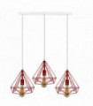 Metal Red 3 Head Rectangle Base Vintage Industrial E27 Ceiling Pendant Lamp