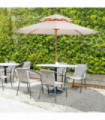 Outdoor Umbrella Beige Polyester 2.7m x 2.7m x 2.6m Garden Patio Pool Shade