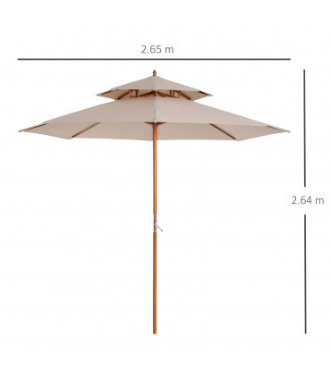 Outdoor Umbrella Beige Polyester 2.7m x 2.7m x 2.6m Garden Patio Pool Shade