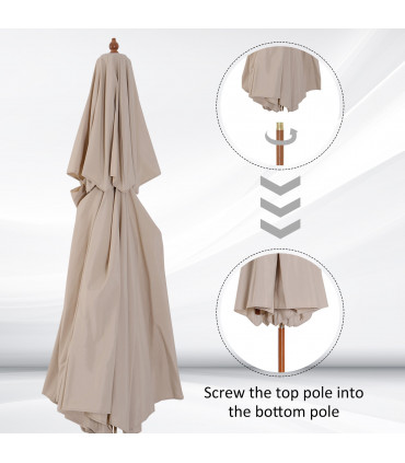Outdoor Umbrella Beige Polyester 2.7m x 2.7m x 2.6m Garden Patio Pool Shade