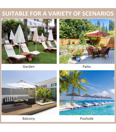 Outdoor Umbrella Beige Polyester 2.7m x 2.7m x 2.6m Garden Patio Pool Shade