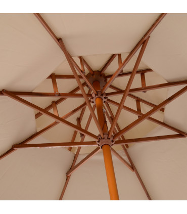 Outdoor Umbrella Beige Polyester 2.7m x 2.7m x 2.6m Garden Patio Pool Shade