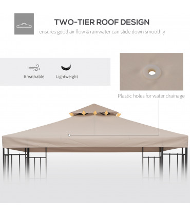 Gazebo Canopy Roof Top Replacement Cover Spare Part Deep Beige 300cm x 300cm