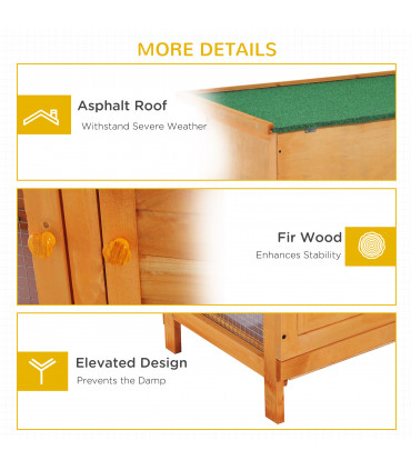 Rabbit Hutch 2-tier Wooden Bunnies House Outdoor Shelter Natural Wood Finish