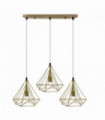 Pendant Light 3 Head Rectangle Gold Vintage Industrial E27 Ceiling Hanging Light