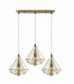 Pendant Light Gold Vintage Industrial E27 Ceiling Hanging 3 Head Rectangle Lamp