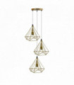 Pendant Light Gold Vintage Industrial E27 Ceiling Hanging 3 Head Round Base Cage