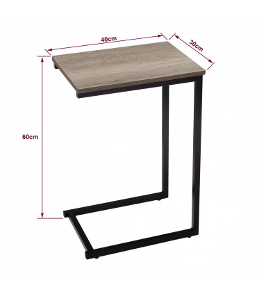 Steel Black W 30 x L 40 x H 60cm C Shaped Side Table Black Powder Coating
