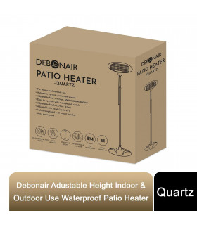Waterproof Patio Heater - Quartz Adjustable Height  Large 77cm-2.11m IPX4