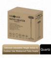 Waterproof Patio Heater - Quartz Adjustable Height  Large 77cm-2.11m IPX4