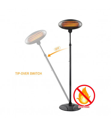 Waterproof Patio Heater - Quartz Adjustable Height  Large 77cm-2.11m IPX4
