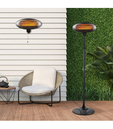 Waterproof Patio Heater - Quartz Adjustable Height  Large 77cm-2.11m IPX4
