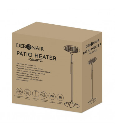 Waterproof Patio Heater - Quartz Adjustable Height  Large 77cm-2.11m IPX4