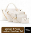 Hand Bag White PU Polyester Medium Flo Fashion 4 Piece Leather Handbag Set