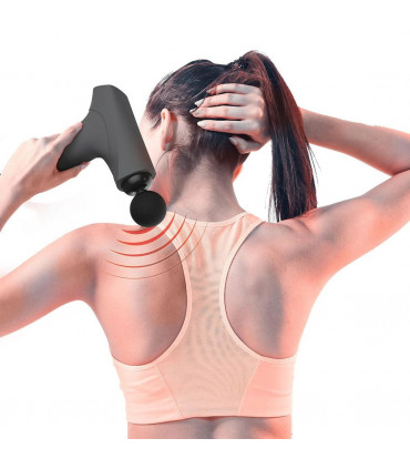 Gymcline Massage Gun Compact Size with 1500mAh Battery & 3 Speed Modes, Grey