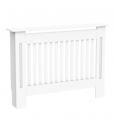 Radiator Cover White MDF Slatted Design Extra Storage Shelf 112x19x81cm