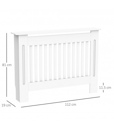 Radiator Cover White MDF Slatted Design Extra Storage Shelf 112x19x81cm