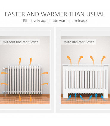Radiator Cover White MDF Slatted Design Extra Storage Shelf 112x19x81cm
