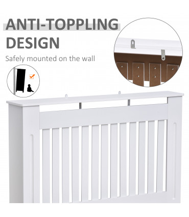 Radiator Cover White MDF Slatted Design Extra Storage Shelf 112x19x81cm