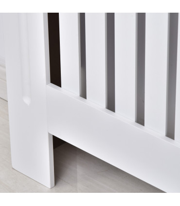 Radiator Cover White MDF Slatted Design Extra Storage Shelf 112x19x81cm