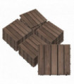 Outdoor Black Fir Wood 27pc DIY Deck Tile Set 2.5? Anti-Slip Interlocking Snap