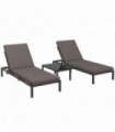 Garden Lounge Set Grey PE Rattan Aluminium Glass Polyester 64cmx180cmx83cm