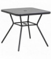 Patio Table Black Steel SPCC Plastic 80W x 80D x 71Hcm Outsunny Faux-marbled